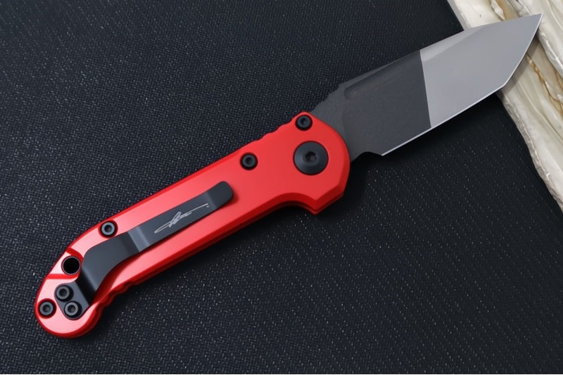Microtech L.U.D.T Gen III Signature Series - Two-Toned Finished Blade / Tanto Blade / M390MK Steel / Red & Black Aluminum Handle - 1136-1MWS