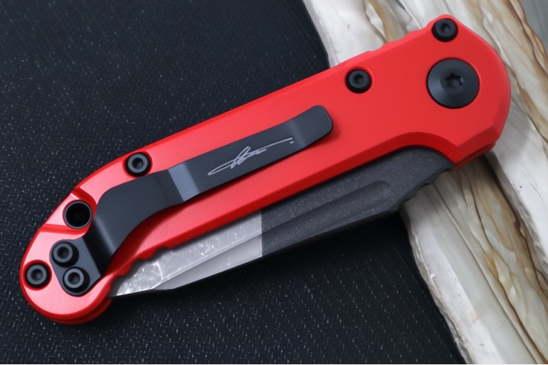 Microtech L.U.D.T Gen III Signature Series - Two-Toned Finished Blade / Tanto Blade / M390MK Steel / Red & Black Aluminum Handle - 1136-1MWS