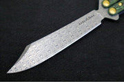 Benchmade Necron 99-242 Gold Class Balisong Butterfly Knife - Weehawk Damasteel / Scimitar-Clip Point Blade / Jungle Wear Fatcarbon Carbon Fiber Handle / Removable Tungsten Weights / Black Alligator Leather Sheath - Northwest Knives
