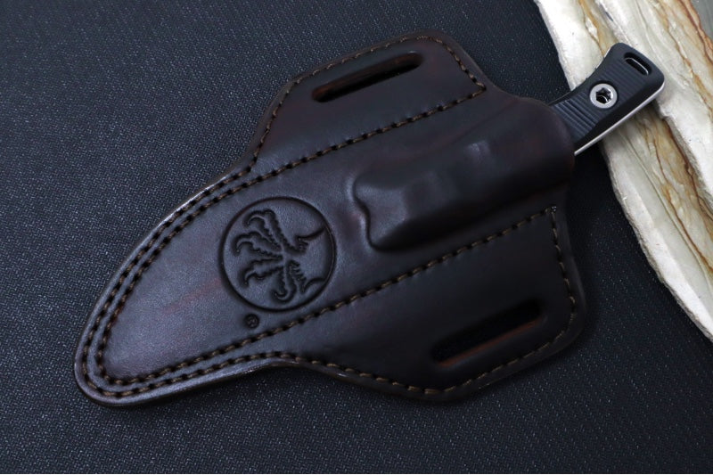 Microtech Akris Fixed Blade - Stonewashed Finish / Straight Back Blade / Bohler M390MK Steel / Black G-10 Handle 95-10BK-1