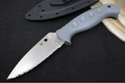 Spyderco Temperance Fixed Blade SPRINT RUN - CPM-CruWear Steel / Serrated Leaf Shaped Blade / Grey FRN Handle FB05SGY - Northwest Knives
