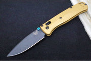 Benchmade 535BK-07 Bugout - M390 Steel / Drop Point Blade / Black DLC Battlewashed Finish / Burnt Brass Aluminum Handle - Northwest Knives