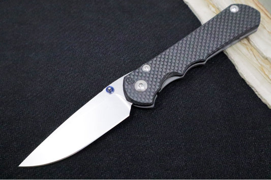 Preowned Chris Reeve Knives Large Sebenza 25 # 14 - Drop Point Blade / Black Carbon Fiber Front Handle Scale / CPM-S35VN