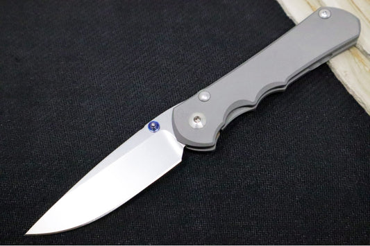 Preowned Chris Reeve Knives Large Sebenza 25 - Drop Point Blade / Bead Blasted Titanium Handle Scales / CPM-S35VN