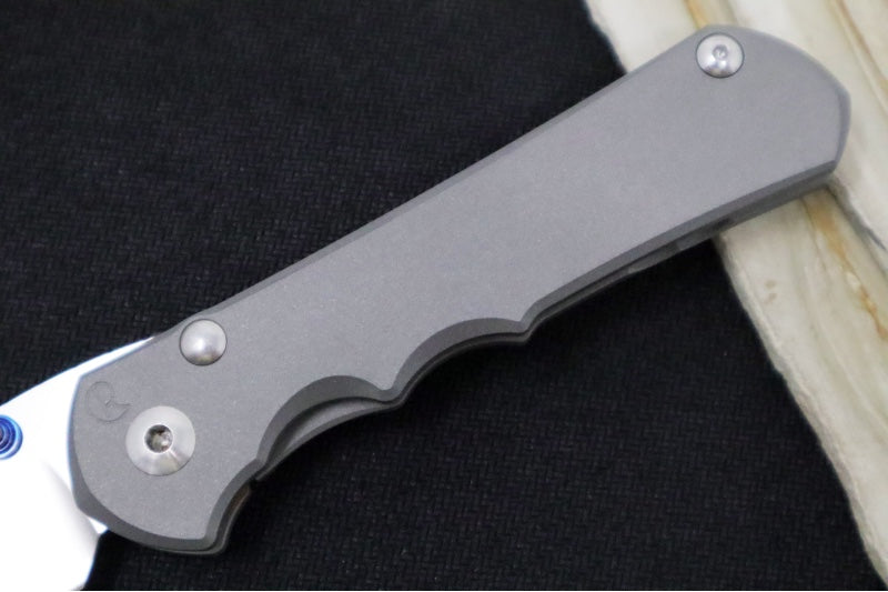 Preowned Chris Reeve Knives Large Sebenza 25 - Drop Point Blade / Bead Blasted Titanium Handle Scales / CPM-S35VN