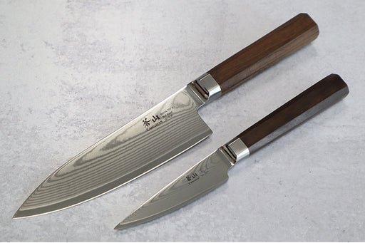 Cangshan Cutlery MAYA Series 2pc Starter Set - Forged X-7 Damascus - Octagon African Blackwood Handle - Dark Walnut Magnetic Sheath 503770 - Northwest Knives