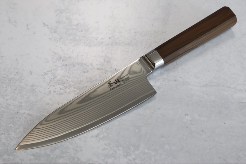 Cangshan Cutlery MAYA Series 2pc Starter Set - Forged X-7 Damascus - Octagon African Blackwood Handle - Dark Walnut Magnetic Sheath 503770