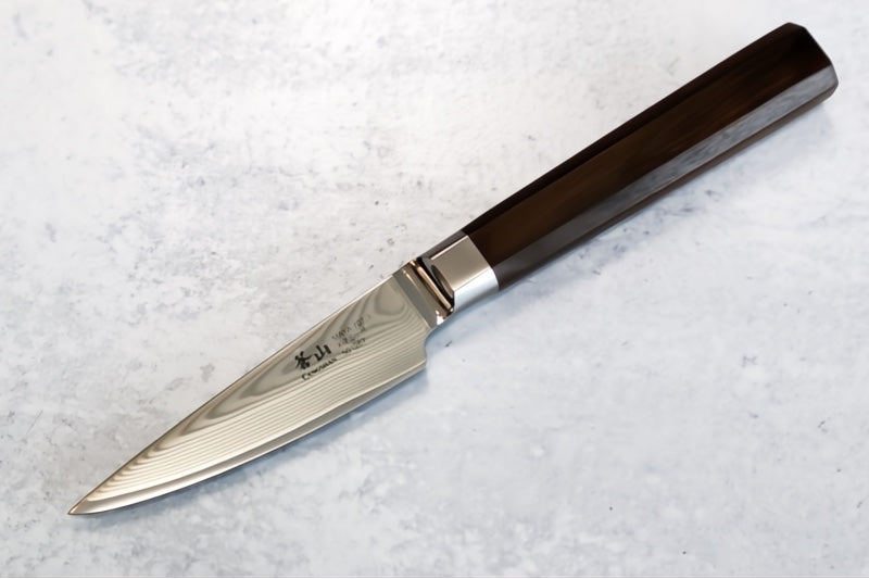 Cangshan Cutlery MAYA Series 2pc Starter Set - Forged X-7 Damascus - Octagon African Blackwood Handle - Dark Walnut Magnetic Sheath 503770