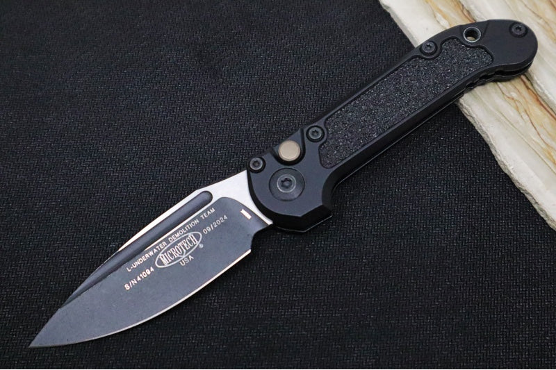 Microtech L.U.D.T Gen III - Black Finish / Drop Point Blade / Black Aluminum Handle & Black Traction Tape Inlay - 1135-1AP - Northwest Knives