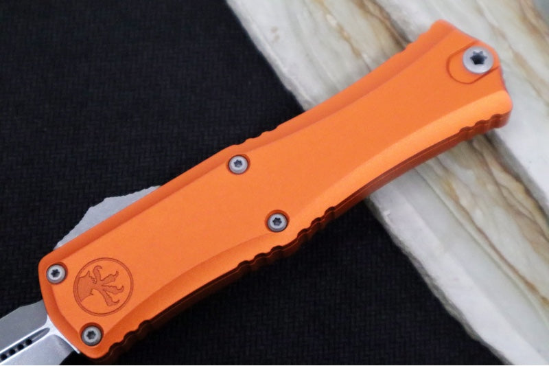 Microtech Mini Hera II OTF 30th Anniversary Edition - Dagger Blade / Apocalyptic Finish / Orange Anodized Aluminum Handle 1702M-10APOR30