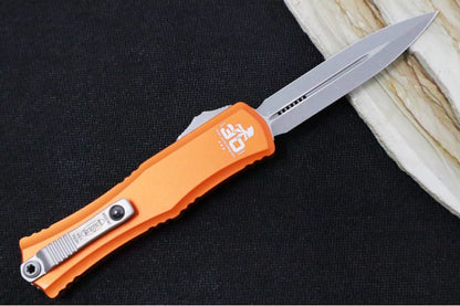 Microtech Mini Hera II OTF 30th Anniversary Edition - Dagger Blade / Apocalyptic Finish / Orange Anodized Aluminum Handle 1702M-10APOR30