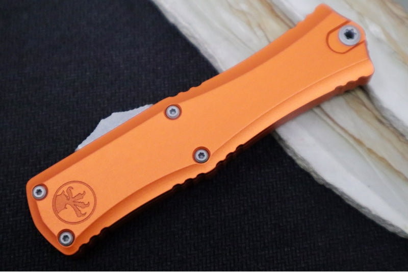 Microtech Mini Hera II OTF 30th Anniversary Edition - Dagger Blade / Apocalyptic Finish / Orange Anodized Aluminum Handle 1702M-10APOR30