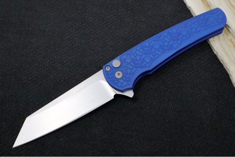 Pro Tech Malibu Nexus - Reverse Tanto / Stonewash Finish / CPM-Magnacut Steel / Blue Anodized Aluminum Handle 5405-BLUE-NEXUS - Northwest Knives