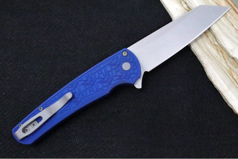 Pro Tech Malibu Nexus - Reverse Tanto / Stonewash Finish / CPM-Magnacut Steel / Blue Anodized Aluminum Handle 5405-BLUE-NEXUS - Northwest Knives