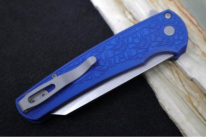 Pro Tech Malibu Nexus - Reverse Tanto / Stonewash Finish / CPM-Magnacut Steel / Blue Anodized Aluminum Handle 5405-BLUE-NEXUS