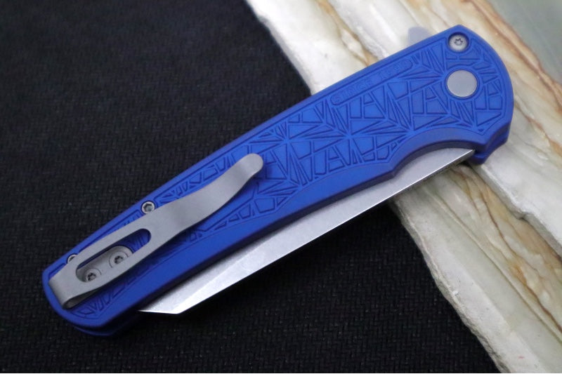 Pro Tech Malibu Nexus - Reverse Tanto / Stonewash Finish / CPM-Magnacut Steel / Blue Anodized Aluminum Handle 5405-BLUE-NEXUS - Northwest Knives