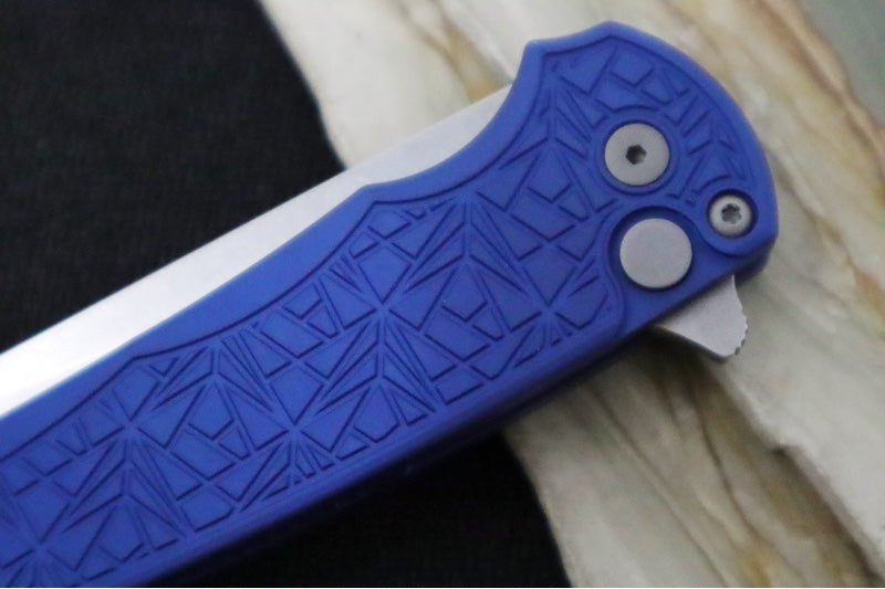 Pro Tech Malibu Nexus - Reverse Tanto / Stonewash Finish / CPM-Magnacut Steel / Blue Anodized Aluminum Handle 5405-BLUE-NEXUS