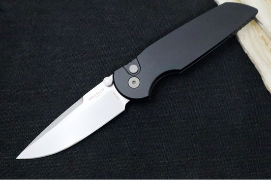 Pro Tech TR-3 Integrity - Drop Point / Stonewash Finish / CPM-S35VN Steel / Black Anodized Titanium Handle INT101