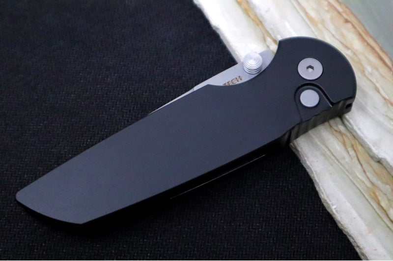 Pro Tech TR-3 Integrity - Drop Point / Stonewash Finish / CPM-S35VN Steel / Black Anodized Titanium Handle INT101