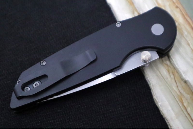 Pro Tech TR-3 Integrity - Drop Point / Stonewash Finish / CPM-S35VN Steel / Black Anodized Titanium Handle INT101