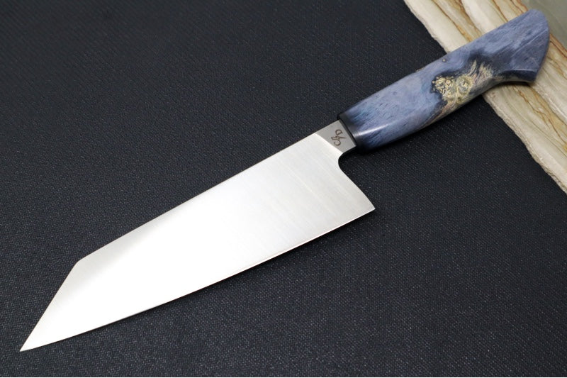 Corey Dunlap Custom Knives - Inazuma 7.25" Bunka Knife - Western Styled Burlwood Handle ZC00062913