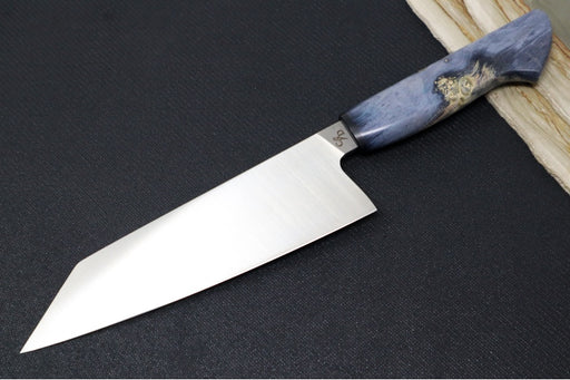 Corey Dunlap Custom Knives - Inazuma 7.25" Bunka Knife - Western Styled Burlwood Handle ZC00062913 - Northwest Knives