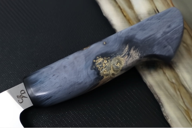 Corey Dunlap Custom Knives - Inazuma 7.25" Bunka Knife - Western Styled Burlwood Handle ZC00062913