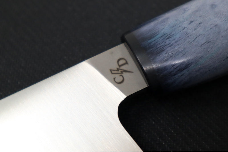 Corey Dunlap Custom Knives - Inazuma 7.25" Bunka Knife - Western Styled Burlwood Handle ZC00062913