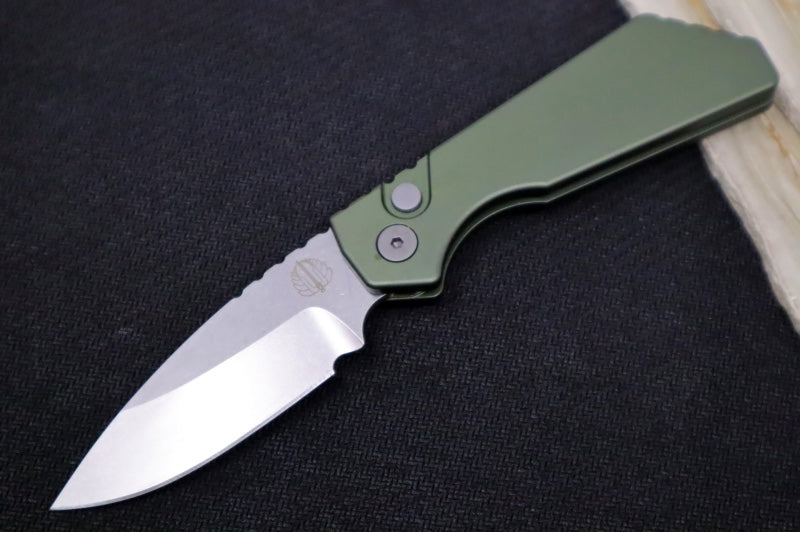 Pro Tech Strider PT+ Auto - OD Green Anodized Aluminum Handle / Stonewash Finish / CPM-Magnacut Steel PT201-GREEN