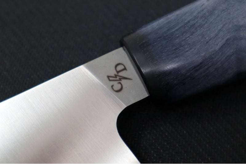 Corey Dunlap Custom Knives - 8.5" Chef's Knife - Western Chef Styled Burlwood Handle ZC00062917