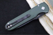 Pro Tech PDW Invictus Auto - OD Green Anodized Aluminum Handle / Black DLC Finish / CPM-Magnacut Steel / Black Lip Pearl Push Button 1805-GREEN - Northwest Knives