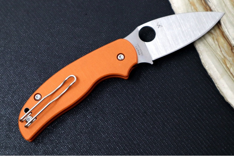 Spyderco Sage 6 Button Lock - Burnt Orange G-10 Handle / Satin Blade / CPM-REX121 Steel C123GPBOR