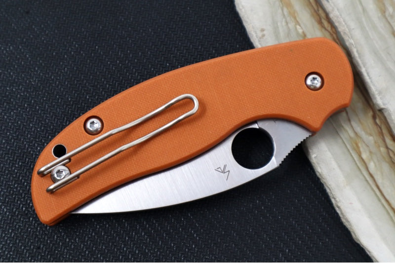 Spyderco Sage 6 Button Lock - Burnt Orange G-10 Handle / Satin Blade / CPM-REX121 Steel C123GPBOR