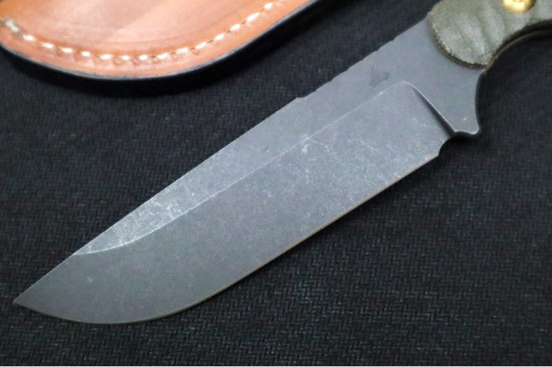 Toor Knives Field 2.0 Campfire - Black Oxide Finish Blade / CPM 154 Steel / Forest Green Canvas Micarta Handle / Leather Sheath 850049642804