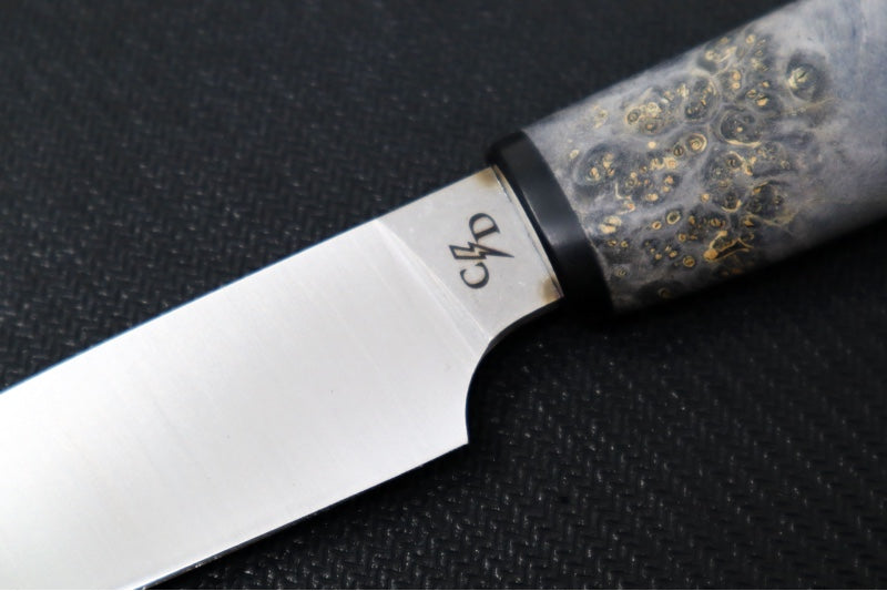 Corey Dunlap Custom Knives - Inazuma 3.5" Paring Knife - Western Style Burlwood Handle ZC00062919
