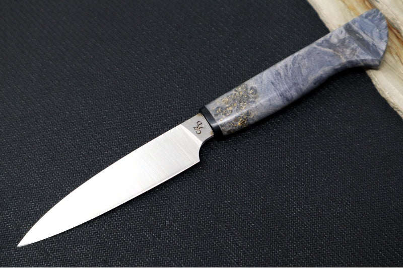 Corey Dunlap Custom Knives - Inazuma 3.5" Paring Knife - Western Style Burlwood Handle ZC00062919