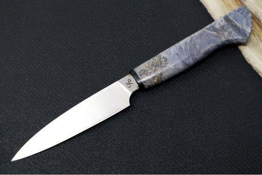 Corey Dunlap Custom Knives - Inazuma 3.5" Paring Knife - Western Style Burlwood Handle ZC00062919 - Northwest Knives