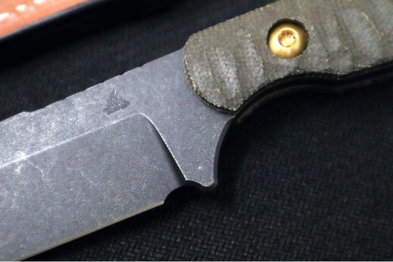 Toor Knives Field 2.0 Campfire - Black Oxide Finish Blade / CPM 154 Steel / Forest Green Canvas Micarta Handle / Leather Sheath 850049642804