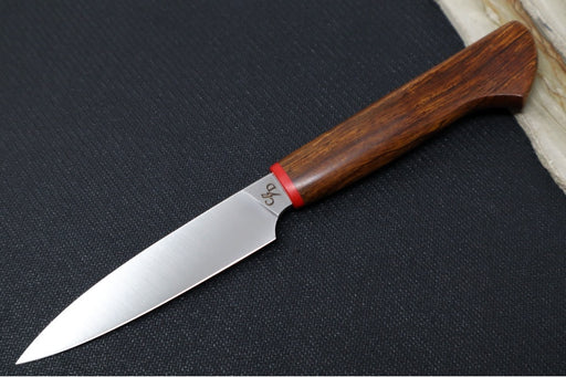 Corey Dunlap Custom Knives - Inazuma 3.5" Paring Knife - Western Style Ironwood Handle ZC00062920 - Northwest Knives