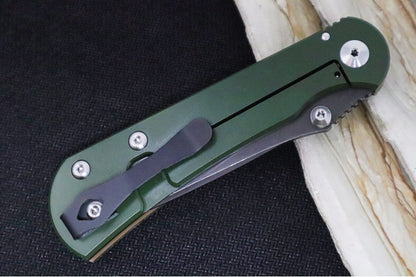 Toor Knives Merchant FL35S 2.0 Campfire - Black Oxide Finish / CPM-S35VN Steel / Drop Point Blade / Forest Green Canvas Micarta & Anodized Titanium 850049642811