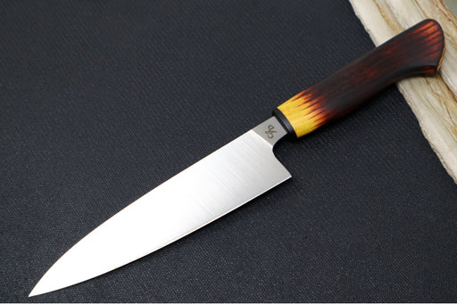 Corey Dunlap Custom Knives - 6" Petty Knife - Western Styled Charred Osage Handle ZC00062876 - Northwest Knives