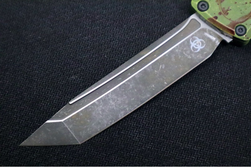 Microtech Combat Troodon OTF Gen III Outbreak - Darkwash Finish / Tanto Blade / Outbreak Cerakoted Aluminum Handle - 1144-1OBDS - Northwest Knives