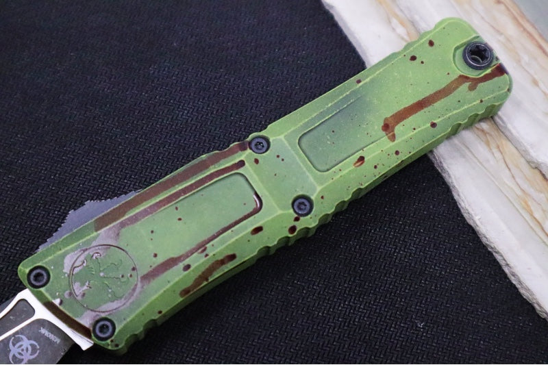 Microtech Combat Troodon OTF Gen III Outbreak - Darkwash Finish / Tanto Blade / Outbreak Cerakoted Aluminum Handle - 1144-1OBDS - Northwest Knives