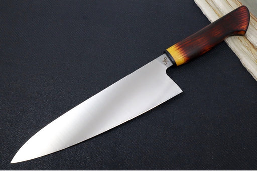 Corey Dunlap Custom Knives - 8.5" Chef's Knife - Western Chef Styled Osage Handle ZC00062877 - Northwest Knives