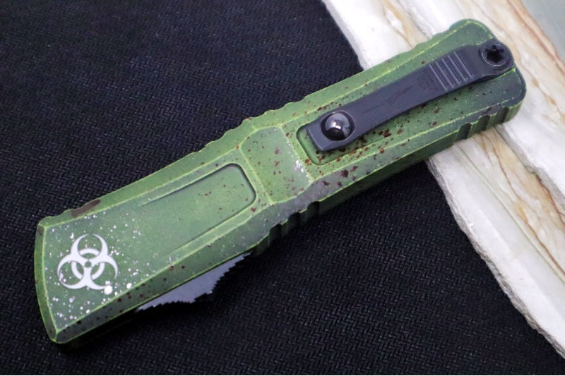Microtech Combat Troodon OTF Gen III Outbreak - Darkwash Finish / Tanto Blade / Outbreak Cerakoted Aluminum Handle - 1144-1OBDS - Northwest Knives