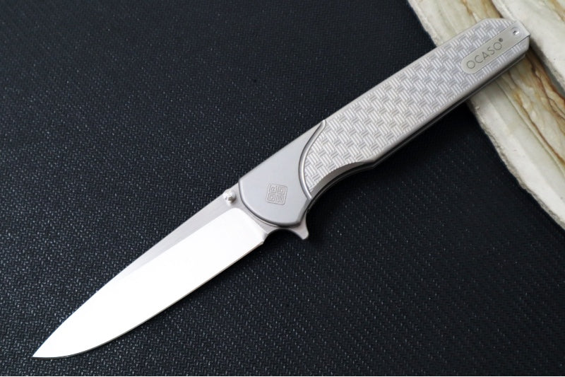 Ocaso Knives Charter Flipper - M390 Steel / Satin Finish / Drop Point Blade / Milled Titanium Handle #16CHM