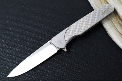 Ocaso Knives Charter Flipper - M390 Steel / Satin Finish / Drop Point Blade / Milled Titanium Handle #16CHM - Northwest Knives