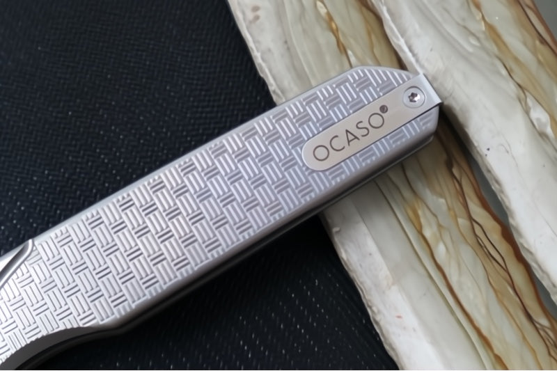 Ocaso Knives Charter Flipper - M390 Steel / Satin Finish / Drop Point Blade / Milled Titanium Handle #16CHM