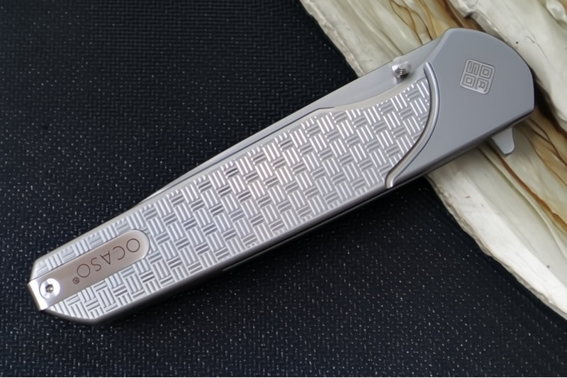 Ocaso Knives Charter Flipper - M390 Steel / Satin Finish / Drop Point Blade / Milled Titanium Handle #16CHM