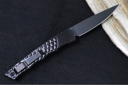 Piranha Knives Crossfire - Black Anodized Aluminum Handle / Drop Point Blade / Black Finish / CPM-154 Steel